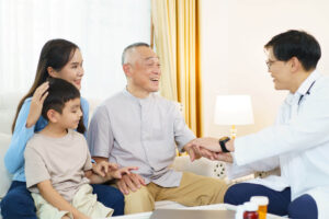 Senior man having health check by doctor