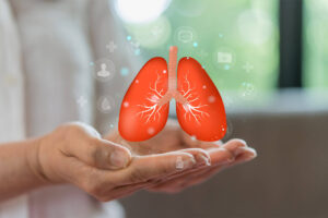 Human hand holding healthy lung model - illustration